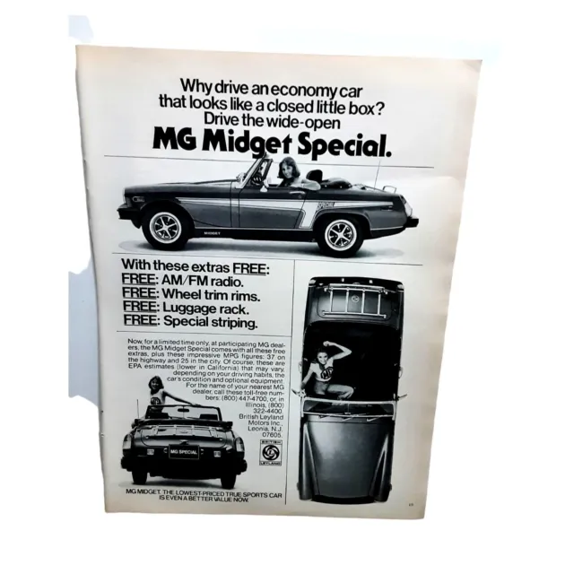 1976 MG Midget Special car Original Ad Vintage paper epherma