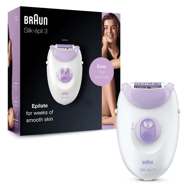 Braun Silk-epil 3-170 Legs Nass Trocken Epilierer/Damenrasierer Weiß, Violett