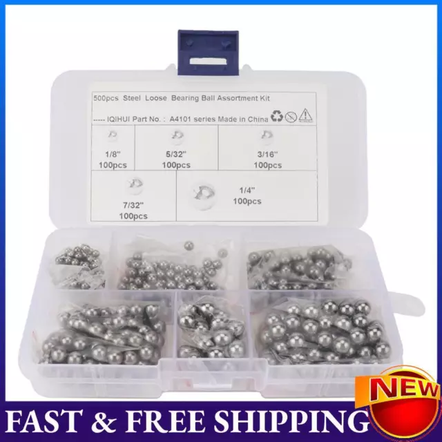 500pcs 5 Sizes Precision Steel Bearing Ball 1/8 5/32 3/16 7/32 1/4 G25 with Box