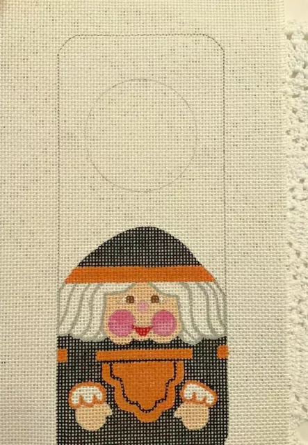 Lienzo pintado a mano puntada a mano modelo D21 bruja de Halloween 14 quilates