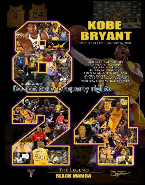 LA Lakers Kobe Bryant poster 20 yrs career 20x30 w/ KB patch 3D embroidered