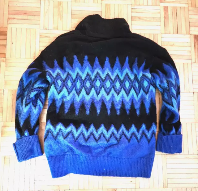 Laneus Paul Smith Sweater Blue Nordic Mohair Alpaca 2 Way Zip Cardigan Us 46" 2