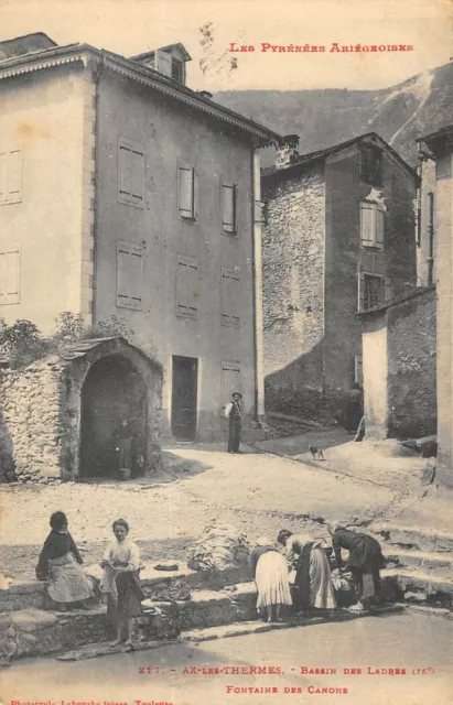 Cpa 09 Ax Les Thermes Bassin Des Ladres Fontaine Canons