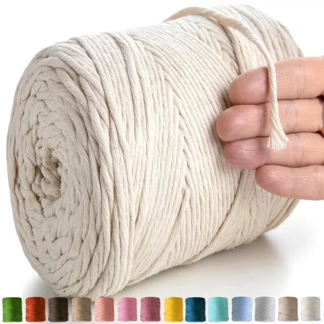 MeriWoolArt Macrame Cord Yarn 4mm 1 - 225 meters Cotton Cord Thick Macrame Yarn