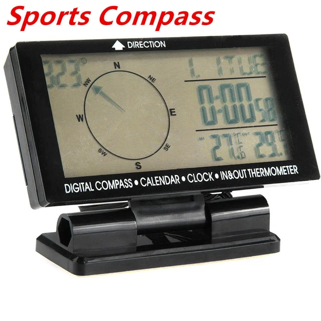 Car Electronic Digital Compass Clock Thermometer In/Out Travel Guiding Calenda Car Electronic Digital Compass Clock Thermometer In/Out Travel Guiding Calenda
