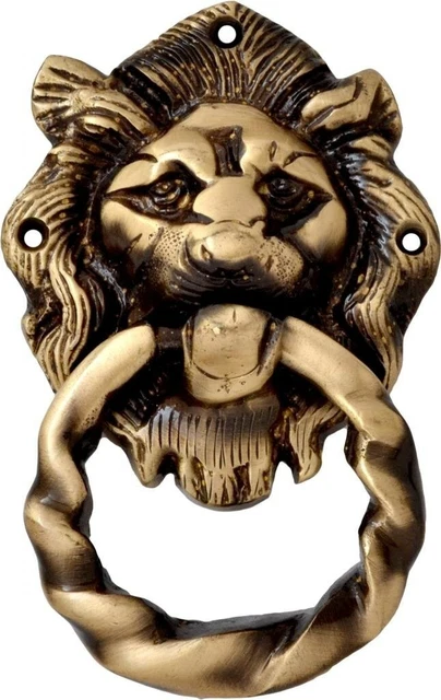 Main Lion Bouche Avec Moulé Bague Laiton Porte Heurtoir Antique Vintage Finir
