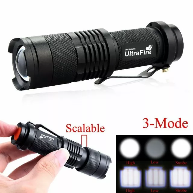 6000 LM UltraFire CREE XM-L T6 Torch zoomable LED Lamp Zoom Light Flashlight