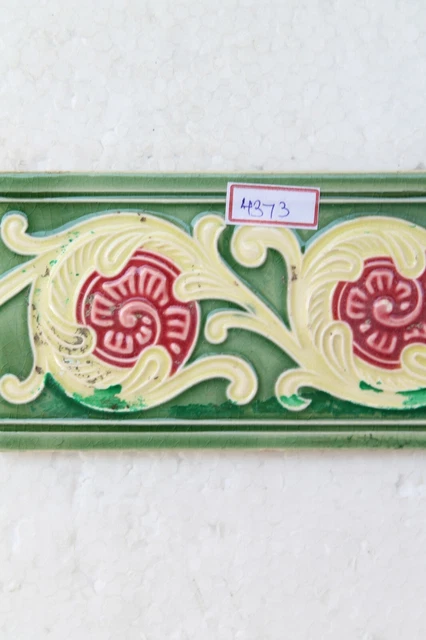 Japan antique art nouveau vintage majolica border tile c1900 Decorative NH4373 3