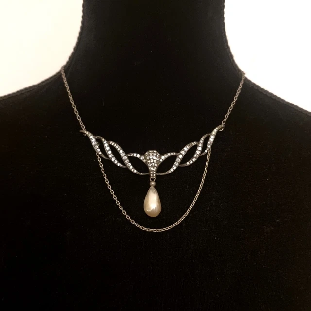 Grand Pendentif Art Nouveau - Métal Argenté Et Marcassites - Style 1900 - Bijou Vintage