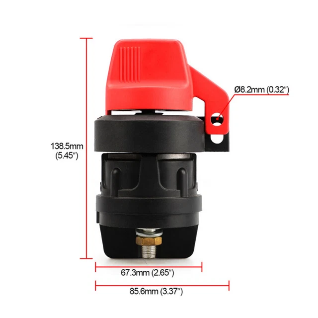Interrupteur Isolateur / Coupe-circuit Batterie DC 12-48V - Bouton Poussoir, étanche IP56