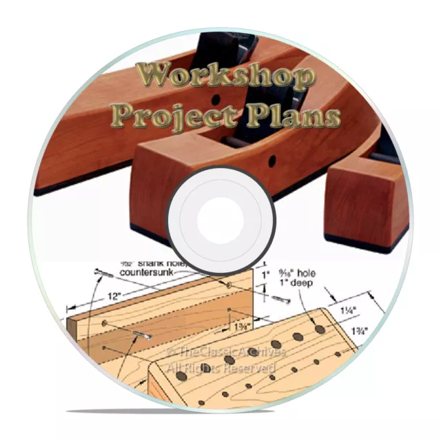 Workshop Wood Plans, Workbench Drill Press Table Homemade Lathe, Router Table CD