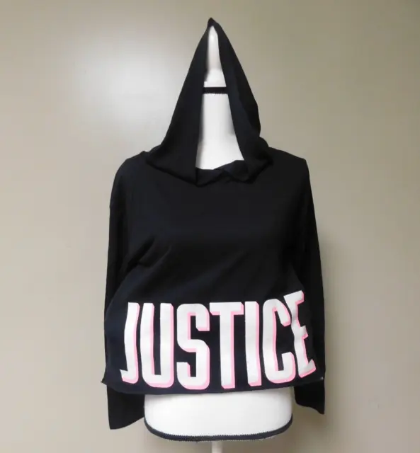 Girls Justice Active Black hoodie Pink/White Sparkle Justice  Size 14/16