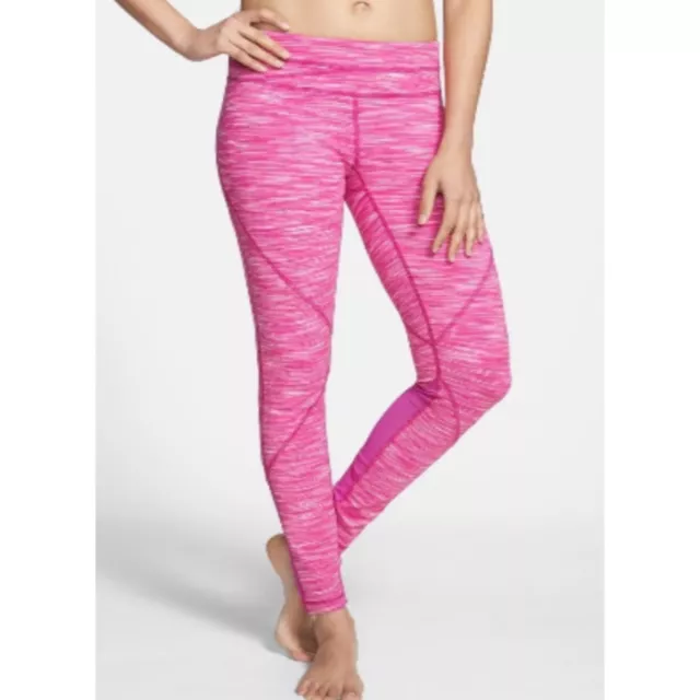 Zella Size XS Pink 'Live In' Halo Eclipse Leggings Mesh Cutouts Space Dye Yoga