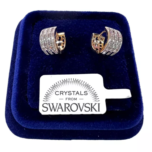 Cercles Boucles D'Oreilles 12/6 Pl. Or Duo 18K Avec Cristaux Swarovski Homme