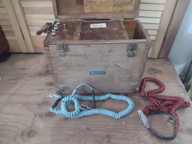 Antique Western Electric Model 43 Lineman’s Field Test Telephone In Oak Case