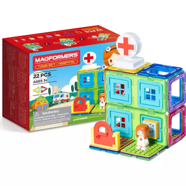 Magformers Town Hospital Magnetic Building Blocks With Nurse Character