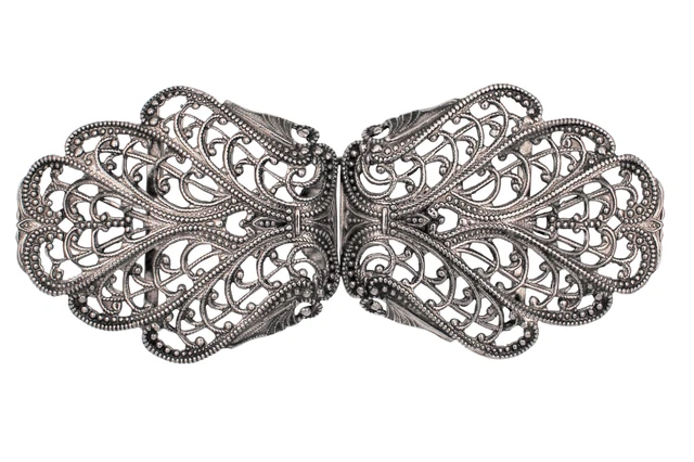 Elegante chiusura tradizionale argento antico in metallo 100 mm x 40 mm ponte 30 mm