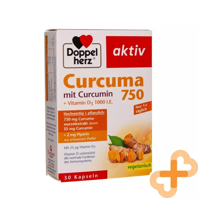 DOPPELHERZ Aktiv Curcuma 750 30 Capsules Vitamine D3 pour Muscle Santé Immune