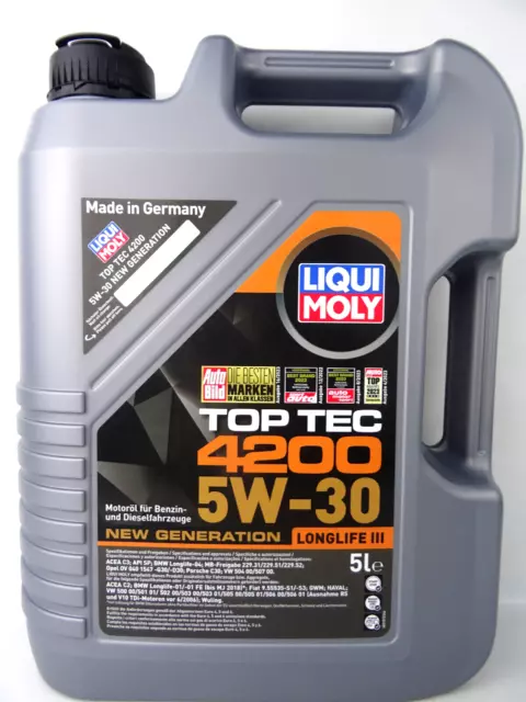 Liqui Moly Top Tec 5W30 4200 Motoröl Benzin Diesel Hybrid BMW VW MB 5Liter