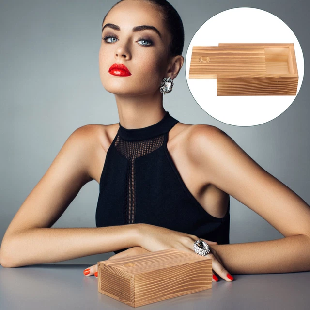 2 Scatole Portaoggetti In Legno Di Pino 15x15x8 Cm - Coperchio Scorrevole, Legno Naturale, Per Regali, Decorazione, Fai-da-te