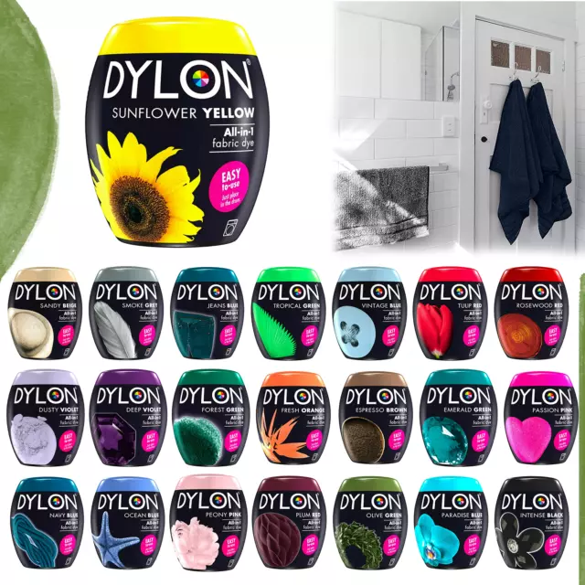 22 Colores DYLON Tela & Ropa Teñido Tinte de Máquina Negro Azul Gris Rosa Rojo