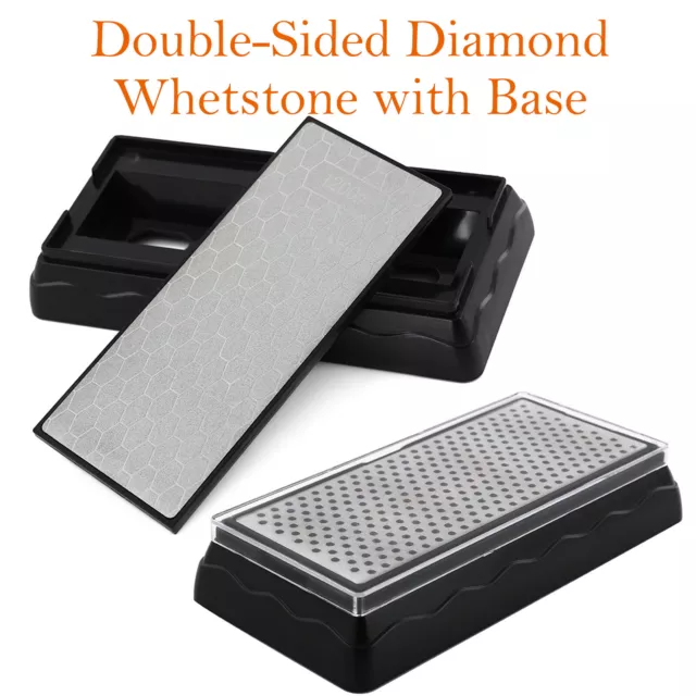 Double Sided Diamond Sharpening Stones #400/#600/#1000/#1200 Whetstone with Base
