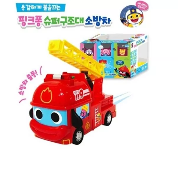 Pinkfong Baby Shark Super Rescue Fire Truck Car Toy 9 Korean Songs LED Light