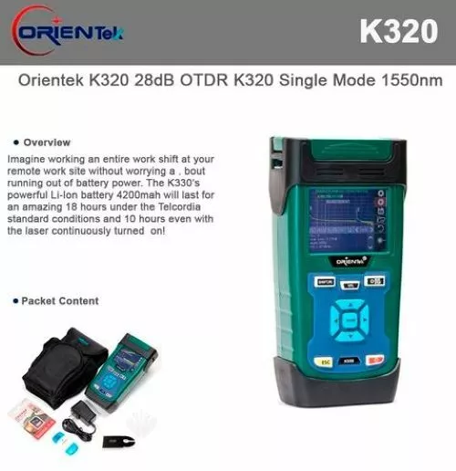 Orientek K320 Optical Fiber Tester 28dB OTDR K320 Single Mode 1550nm FREE SHIP