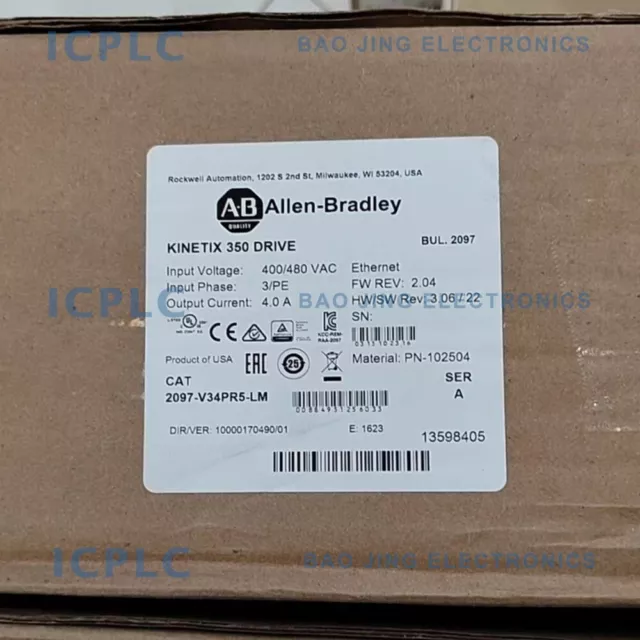 Allen-Bradley 2097-V34PR5-LM  480VAC, 3Phase 2.00kW 5.7A Safe Torque-Off Drive