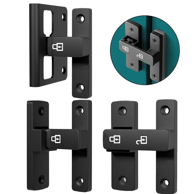 Punch Free Black Luminous Barn Door Latch Lock For Locking Sliding 90° 180°