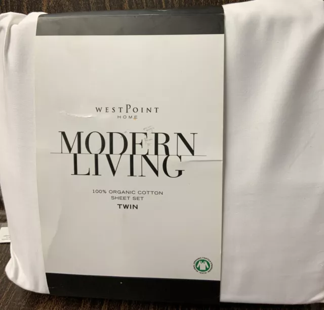 ⚡️Modern Living by WestPoint Home Organic Cotton 300 TC Sheet Set - White - Twin 2