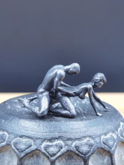Solid Black Bronze Copper Statue Hand Carved Penis Love Amulet Figurine B04