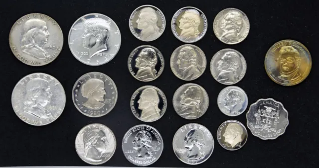 US Mint Mixed Coin Lot- BU PROOFS -Silver Coins - Dollars/Half Dollars & more