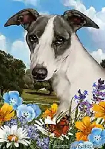 Summer House Flag - Blue and White Whippet 18440
