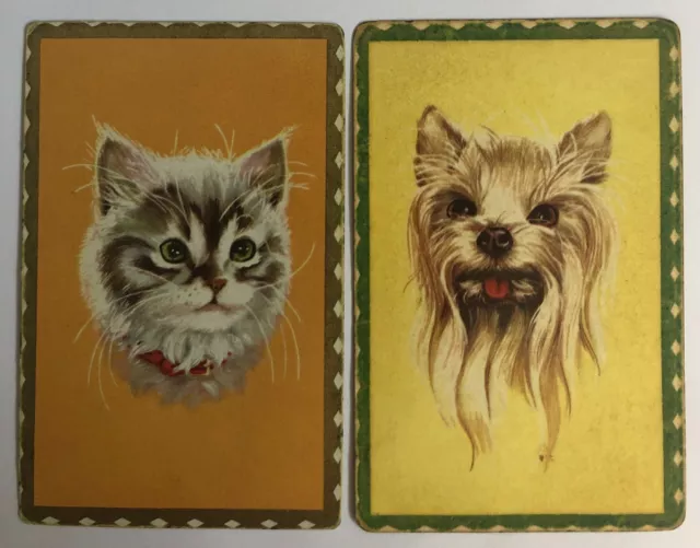 Kitten Cat Puppy Dog Head Portrait Vintage Retro Art Artwork Swap Playing Cards