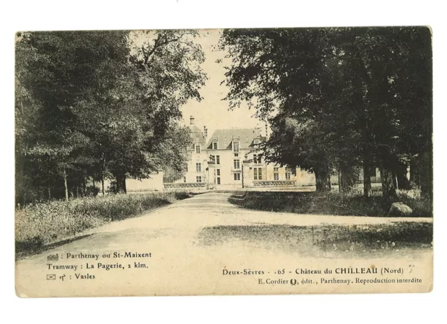 CPA Carte Postale Ancienne VASLES (79) Château du Chilleau, circulée 1918