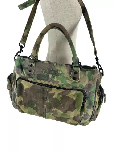 Genuine LIEBESKIND Berlin large camouflage green suede leather shoulder bag