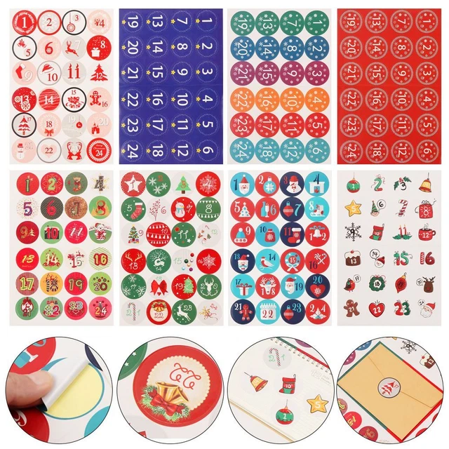 Merry Christmas Number Stickers Paper Stickers Adhesive Label Advent Calendar