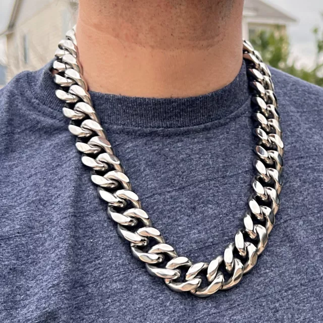 Mens 316L Stainless Steel Miami Cuban Link Chain Heavy Necklace 22MM Thick 24"