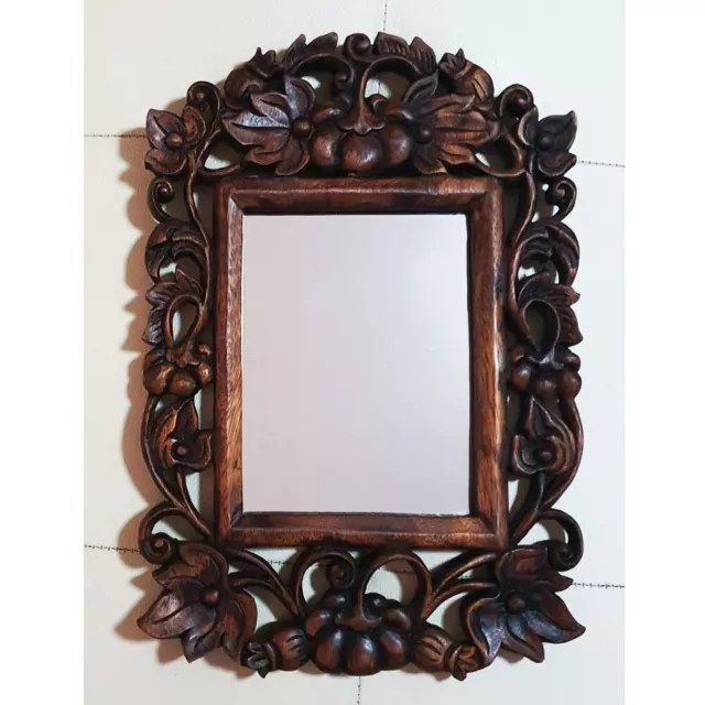 Vintage Style Wooden Mirror Frame Hand Carved Pumpkin Wall Mounth Home Decor 3
