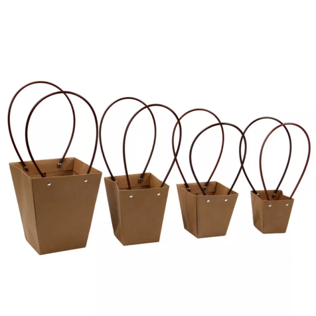 Kraft Paper Bag Flower Waterproof Bouquet Basket Florist Gift Box with Handle