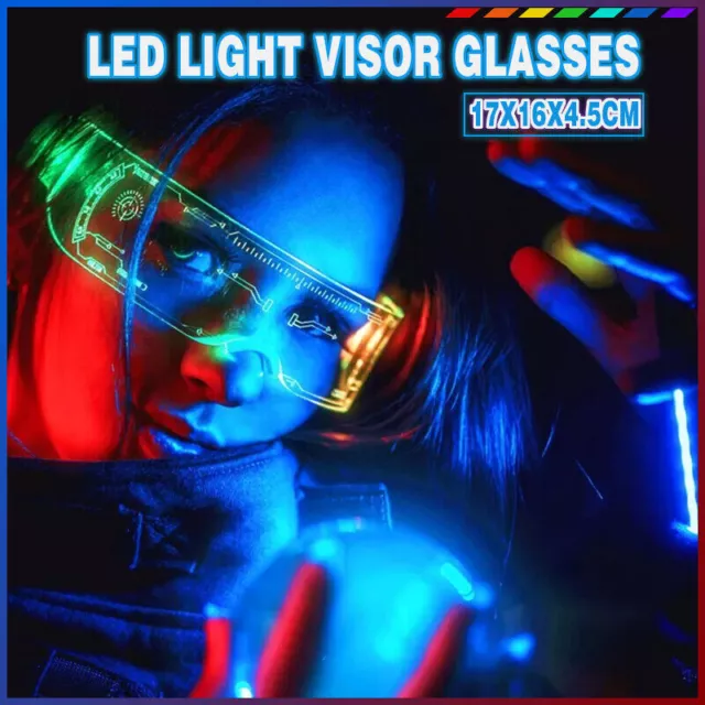 Luminous Glasses LED Light Up Visor Eyeglasses for Costume Neon DJ New Year AU
