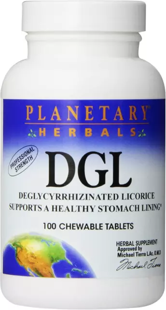 Planetary Herbals Dgl (sans Glycyrrhizine Réglisse) 100 Comprimés à Croquer