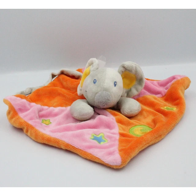 Doudou plat souris rose orange étoiles NICOTOY - 24564
