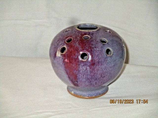 Vase boule pique fleurs grès Murol Marron/Multicolore Céramique - Vendu