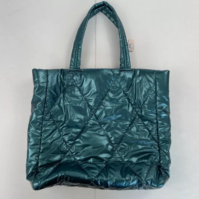 Borsa tote Victoria's Secret blu metallo borsa per la spesa trapuntata