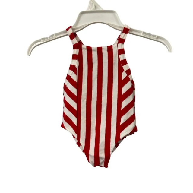 Vtg 70s Wibbies Girls Toddler Red Striped One Piece Swimsuit Bathing Suit Size 3