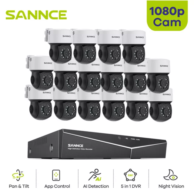 SANNCE 2MP PT CCTV Camera System 4 8 16CH Video DVR Home Security Night Vision