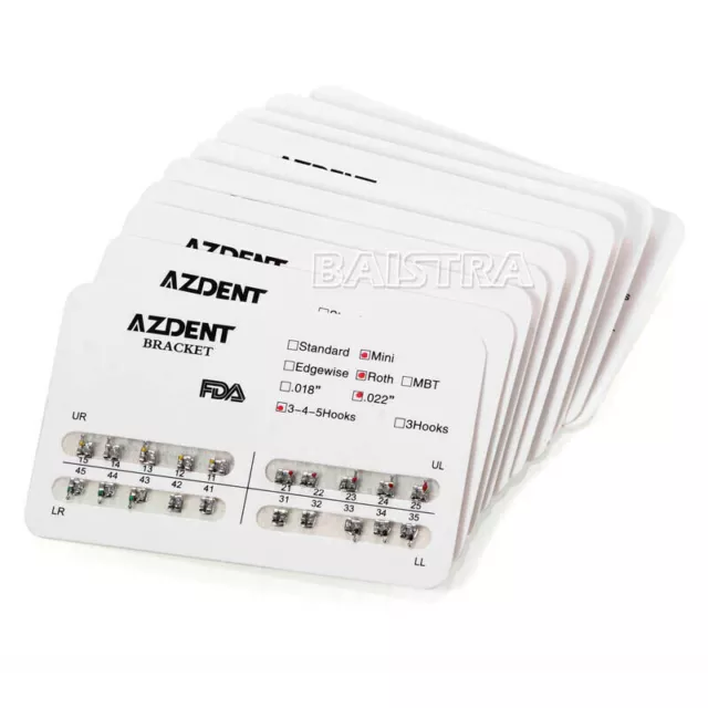 10 Packs AZDENT Dental Orthodontic Bracket Braces Mini Roth 022 Hooks 3-4-5