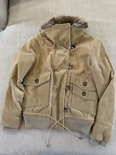 theory Fur Lined Lauryn F. Retro Corduroy Bomber Jacket Size M $1295